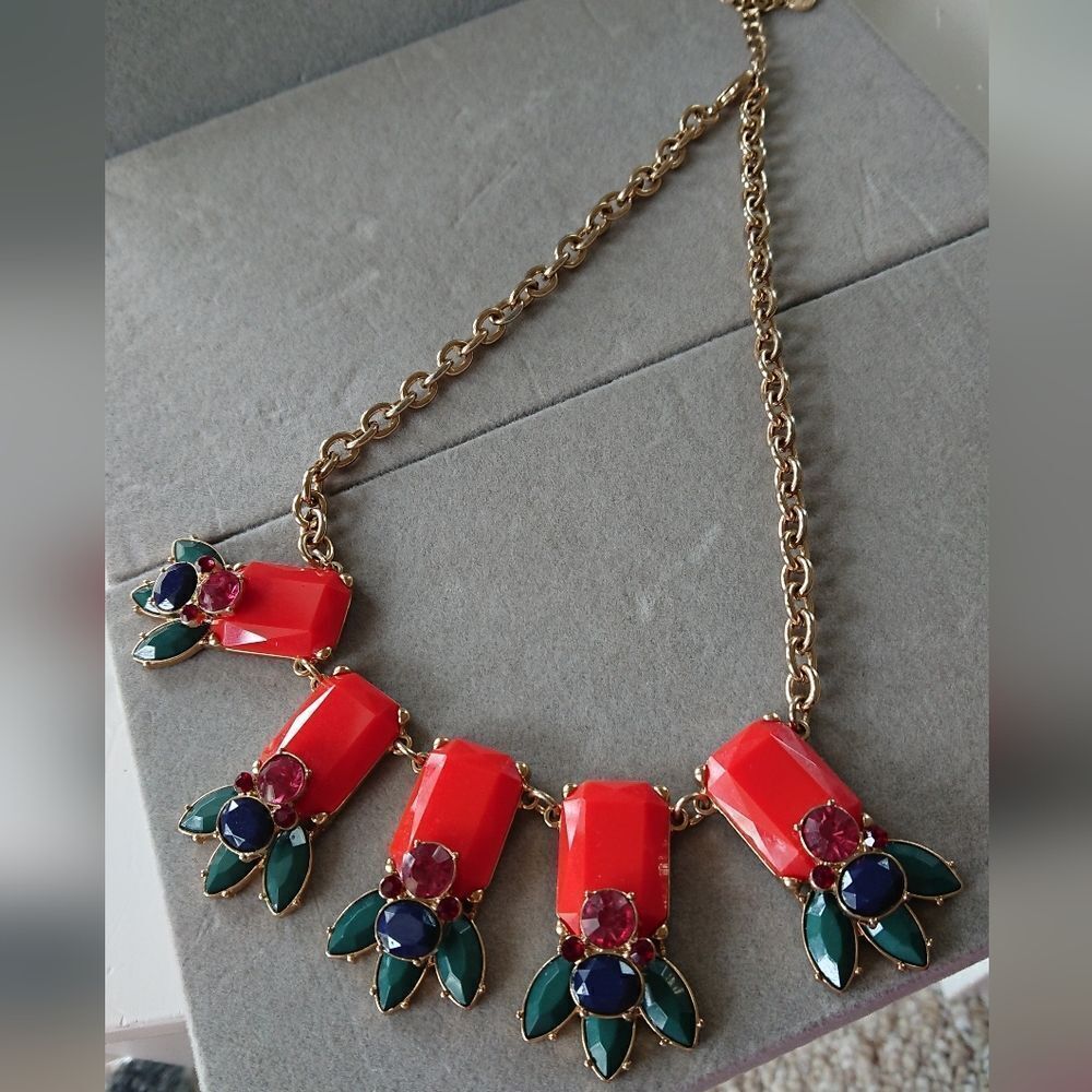 Talbots orange embellishment statement necklaces